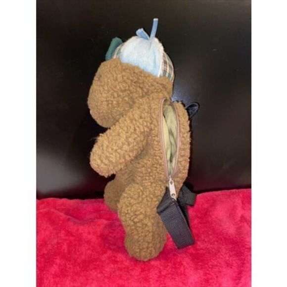 Vintage Hallmark 13” Groundhog w/ plaid hat plush toddler backpack - Picture 4 of 8